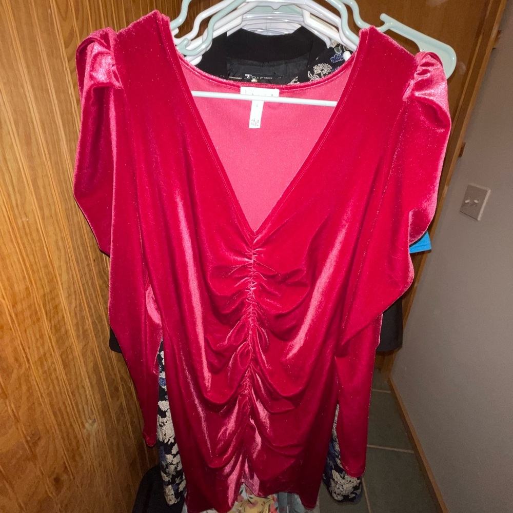 Pink Velvet Long Sleeve Dress